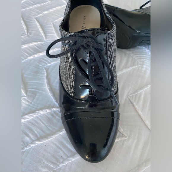 Black & White Tweed with Faux Leather Booties/Heels - Picture 3 of 4